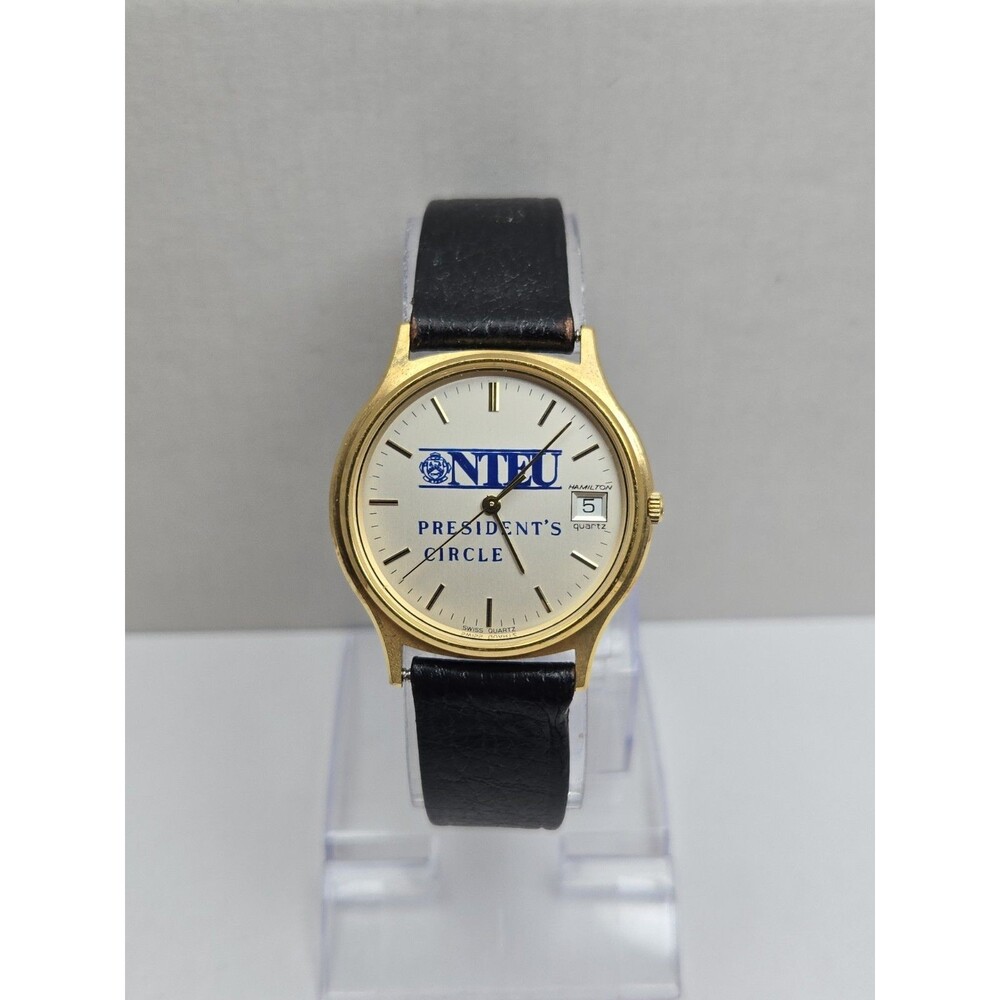 Hamilton 9812 NTEU Presidents Circle Swiss Quartz Date Watch New Battery Vintage